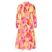 Ženska cvjetna haljina s dugim rukavima S cvjetnim printom, Prodaja jesenskih haljina za proljeće-zimu