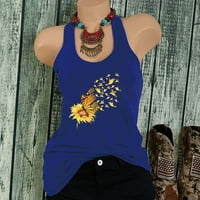 Ljetni vrhovi a-lista Ženska majica bez rukava s okruglim vratom s printom suncokreta Casual majica bez rukava