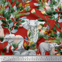 Pamučna tkanina od batista u Mumbaiju s otiscima lišća, cvijeća i životinja slonova širine dvorišta