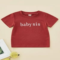 Dječja majica za djevojčice kratkih rukava s okruglim vratom s natpisom o dječjem pamučnom rastezljivom ležernom