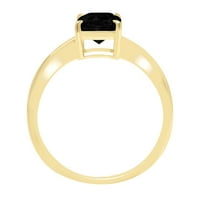 1,0 karatno dijamantno izrezano crno prirodno žuto zlato 18k ugravirano za godišnjicu vjenčanja, zaručnički prsten