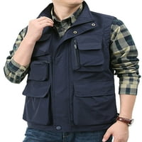 Luxplum Men Cargo prsluk s prslucima s više džepova jakne solidne boje za prsluk za prozračnu jaknu fotografija