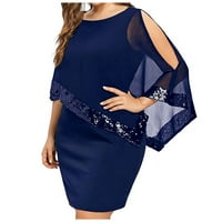 Ljetne haljine za žene kratkih rukava, seksi haljina A kroja s printom s okruglim vratom, ležerna haljina u plavoj