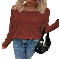 Ženske Ležerne široke majice s jednim ramenom, osnovna pletena bluza s puloverom s dugim rukavima