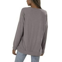 Fartey Lightning Deals današnjih dukseva za žene labave fit pad solidne boje pulover pulover vrhovi casual dugih