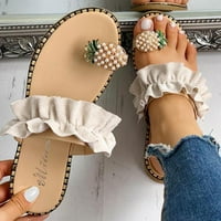 Borniu ravne sandale za žene Ljetne haljine za žene djevojke Pearl ravni boemski stil ležerne sandale papuče plaže