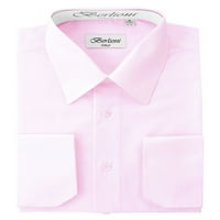 Muška jednobojna košulja s preklopnim manšetama-ružičasta - rukav 94 35