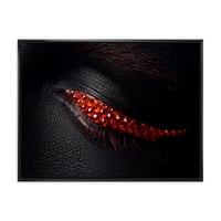 Prekrasno žensko oko s crnom kožom i crvenim dijamantima, uokvirena fotografija, umjetnički tisak na platnu