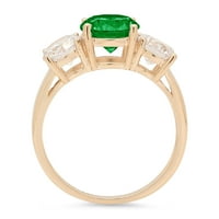3.25CT okrugli rez zeleno simulirani smaragd 14K godišnjica zaručnika žutog zlata Veličina prstena 8