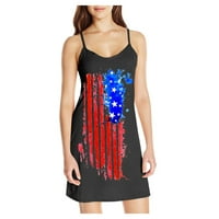 Drindf ženske haljine Ljetna patriotska haljina bez rukava za žene casual ljubav američka haljina