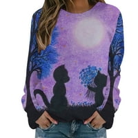 Rasprodaja ženske jesenske modne majice s okruglim vratom s dugim rukavima raglan s grafičkim printom casual puloveri