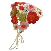 Ručni kukičani cvijet s izdubljenim trokutastim šalom slatka kravata za kosu turban šešir