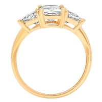 2,57CT EMERALD CILLE SIMULIrani dijamant 14K godišnjica zaručnika žutog zlata Veličina prstena 6.5