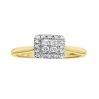 Uspomena 15k dijamantni zaručnički prsten od 10k žutog zlata s Halo grozdom