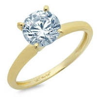 Vjenčani prsten okruglog kroja s plavim prirodnim akvamarinom od žutog zlata 14k, veličina 4,25