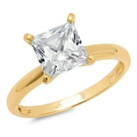 1,5CT princeza izrezana bijela safir 18K Angažiranog prstena za angažiranje žutog zlata Veličina 10.5