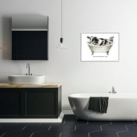 _ Moo tijekom kupanja, znak za kupaonicu na farmi krava, grafika, zidni tisak u bijelom okviru, dizajn Cindi Jacobs