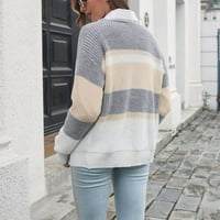 Očišćeni kardigan džemperi za žene Blok u boji prugasti dugi rukavi Otvoreni prednji pleteni ljetni pleteni predimenzijska