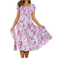 Rasprodaja ženske ljetne haljine modna cvjetna ležerna ljetna haljina s okruglim vratom Ženska haljina A kroja