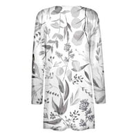 Ženski kardigan Plus Size-tiskani kaput ženski poslovni casual topovi jesenska gornja odjeća dugih rukava sivi