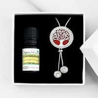 Difuzor esencijalnog ulja s kristalima ogrlica-klizač Poklon Set za aromaterapiju - ulje limunske trave