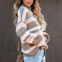 Džemper za žene pletene prugaste boje blok lagana ležerna pulover dugih rukava