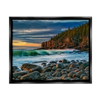 Studell valovi valovi plaže stijene obale pejzaž fotografija crni plutač uokviren umjetnički print zid umjetnost