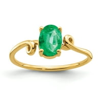 Ovalni smaragdni prsten od 7k žutog zlata od netaknutog zlata
