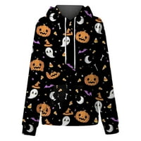 Dugove za žene pulover pulover pulover ženske luke dugih rukava Halloween Graphic Plus Size Fall s džepovima vrh