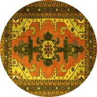 Ahgly Company zatvoreni okrugli perzijski žuti tradicionalni prostirke, 8 'krug