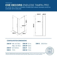 OVE Decors Tampa-Pro 43- in. W in. H pravokutni kutni otvor za tuširanje s okretnim okvirima bez tuša u kromu