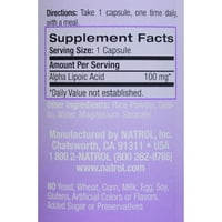 Natrol alfa-lipoična kiselina u kapsulama od 100 mg, lb