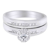 Zaručnički prsten od bijelog prirodnog dijamanta okruglog reza od bijelog zlata 10k, veličina prstena-13