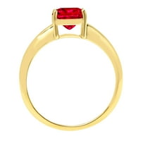 1,5-karatni Crveni imitirani Rubin ugraviran u 14-karatno žuto zlato, godišnjica vjenčanja, vjenčani prsten za