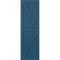 Ekena Millwork 18 W 67 H TRUE FIT PVC Dvije panel Farmhouse Fiksne nosačke rolete W Z-Bar, SOJOURN BLUE