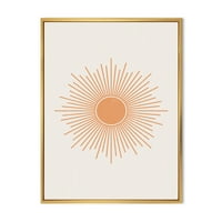 DesignArt 'Minimalno svijetle sjajne narančaste sunčeve zrake III' Moderno uokvireno platno zidne umjetničke tiska