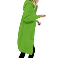 Ženske duge kapuljače tunike zimske jakne casual tractString tweamring Zip up hoodie zelena xxxl