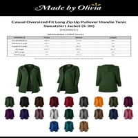 Napravio Olivia ženska ležerna predimenzionirana labava fit zip up pulover hoodie tunika jakna s jaknama jeseni