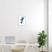 Plava ptičja leteća krila životinje i insekti grafička umjetnost bijela uokvirena umjetnička print zidna umjetnost