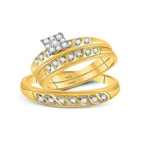 Čvrsto 10k žuto zlato njegov i njezin okrugli dijamantski pasijans koji odgovara par tri prstena svadbeni zaručnički