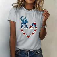Majice za Dan neovisnosti 4. srpnja za žene, majice s grafičkim vratom čamca s kratkim rukavima s ljubavnim printom,
