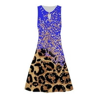 Ženski rukav bez rukava leopard print casual haljina ljetna ženska ležerna haljina ljubičasta xl
