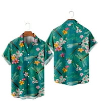 Ljetni crtić muški vintage cvjetni cvjetni tiskani košulja za ljeto, modna ležerna košulja, vrh kratkih rukava