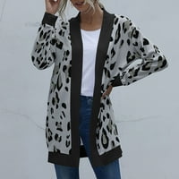 Ženski casual kaput s leopard printom dugih rukava s otvorenim šavom kardigani duga gornja odjeća gornji dio od