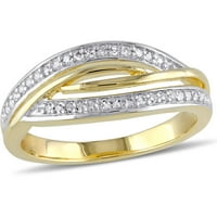 Dvobojni prsten od sterling srebra u križnom uzorku s dijamantom u karatima