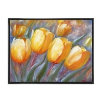DesignArt 'Sažetak žutog cvjetanja tulipana tradicionalnog uokvirenog platna zidni umjetnički ispis
