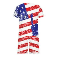 Muške košulje s printom za Dan neovisnosti, ljetna ležerna bluza s okruglim vratom i kratkim rukavima i kratke