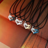 Iz Volim te, ukrašena rhinestones-om, odgovarajuća ogrlica s privjeskom u obliku srca za par