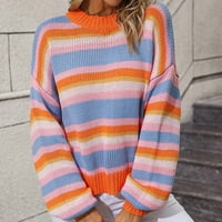 Dianli modni ženski pleteni džemperi za pulover ženski labav fit pit strip slatka jesenskog džempera bluza dugih