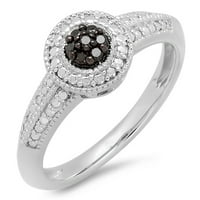 Kolekcija 0. Vjenčani prsten za mladenke s okruglim crnim dijamantima od srebra u karatu, veličina 9,5